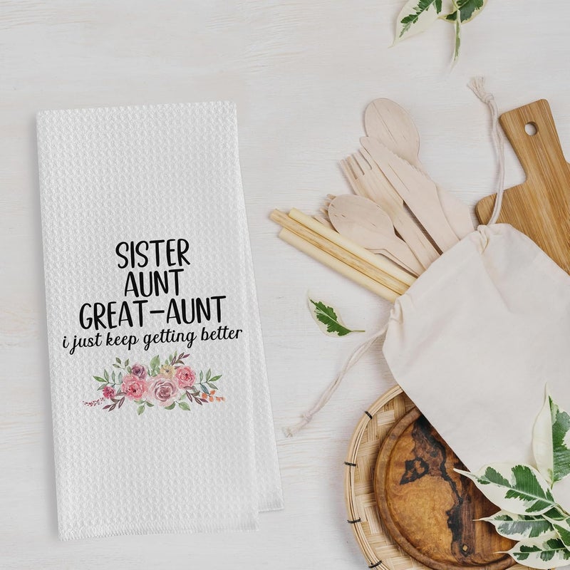 Geqtt Great Aunt Dish Towels - Decorative Waffle Weave Kitchen Hand Tea Towels for Bathroom, Gifts from Nephew (1624 Inches) - Image 3
